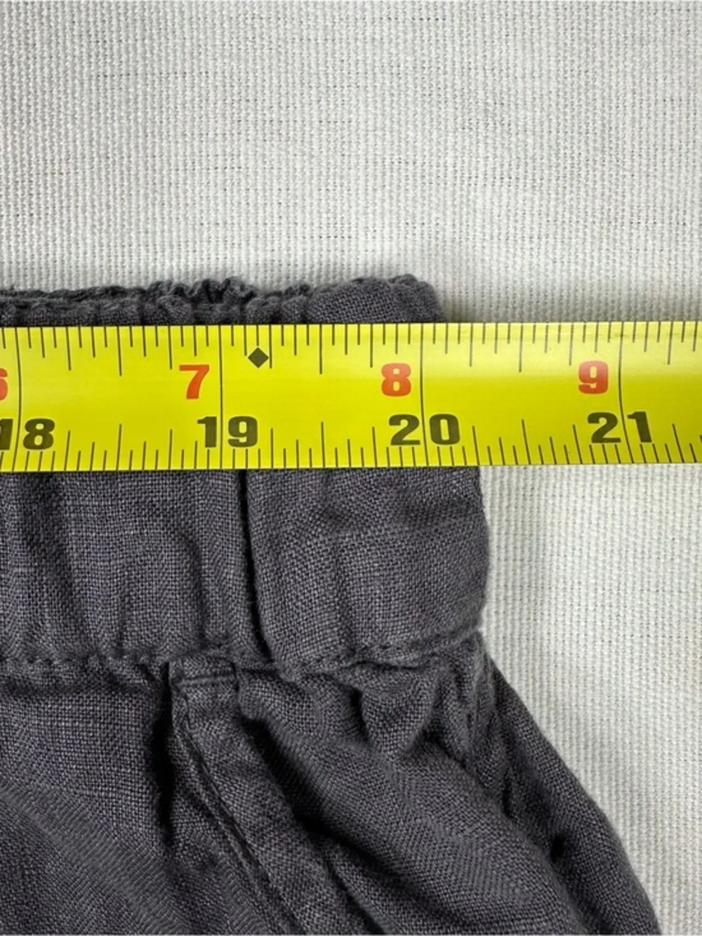 Caslon 100% Linen‎ Pull On Cropped Pants XXL Gray Drawstring Tulip Hem Pockets